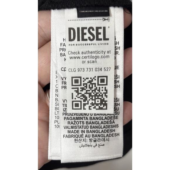 NWT Diesel Industry Mens Polo Shirt Black XL Denim Division Logo $125 Cotton - Picture 11 of 13